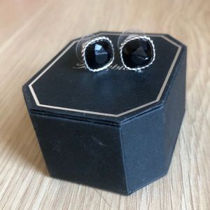 Brighton Square Earrings, Black Swarovski crystal